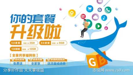 套餐升级流量翻倍海报-采灵感-https://www.cailinggan.com/