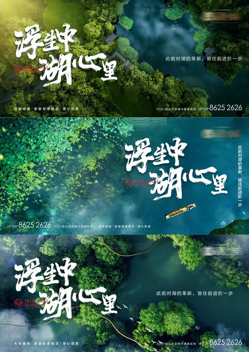 地产湖居洋房价值点加推系列海报-采灵感-cailinggan.com