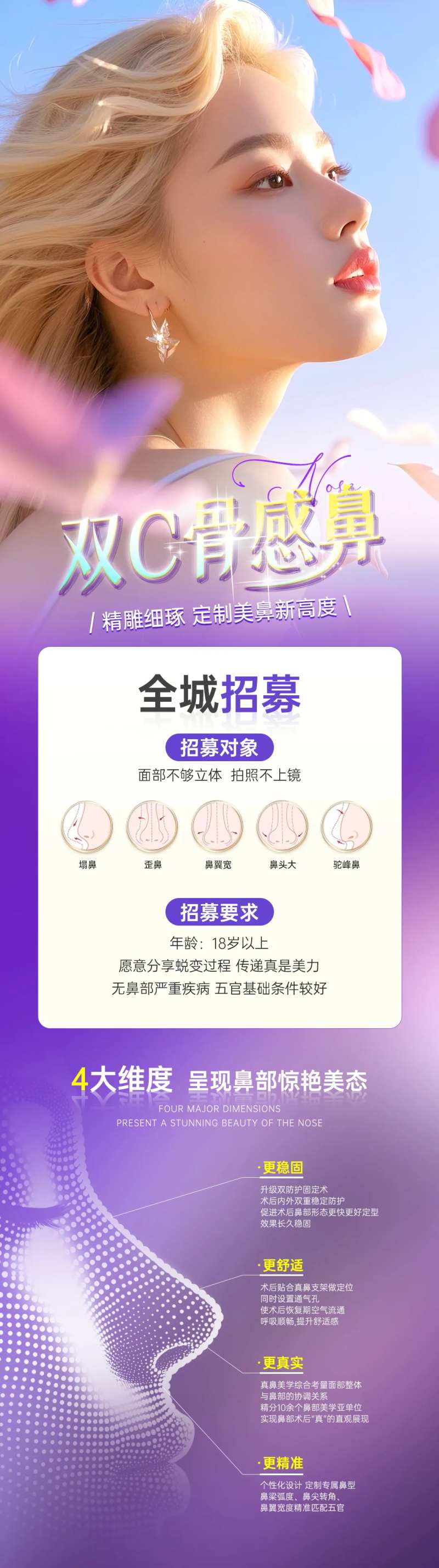 医美鼻整形案列招募长图海报-采灵感-cailinggan.com