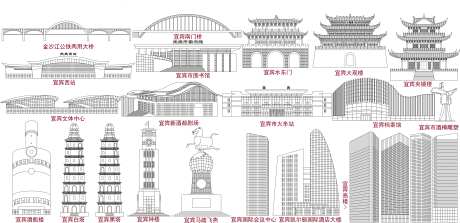 四川宜宾地标建筑线描-采灵感-https://www.cailinggan.com/