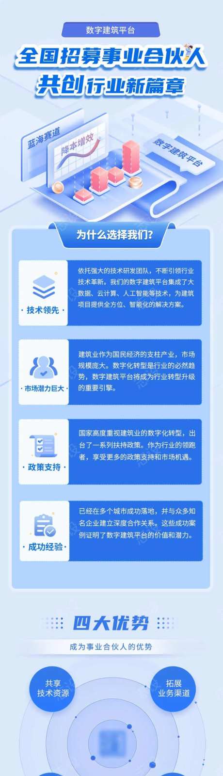 蓝色合伙人招募长图宣传海报-采灵感-https://www.cailinggan.com/
