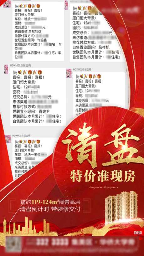 房地产热销人气红金移动端海报-采灵感-https://www.cailinggan.com/