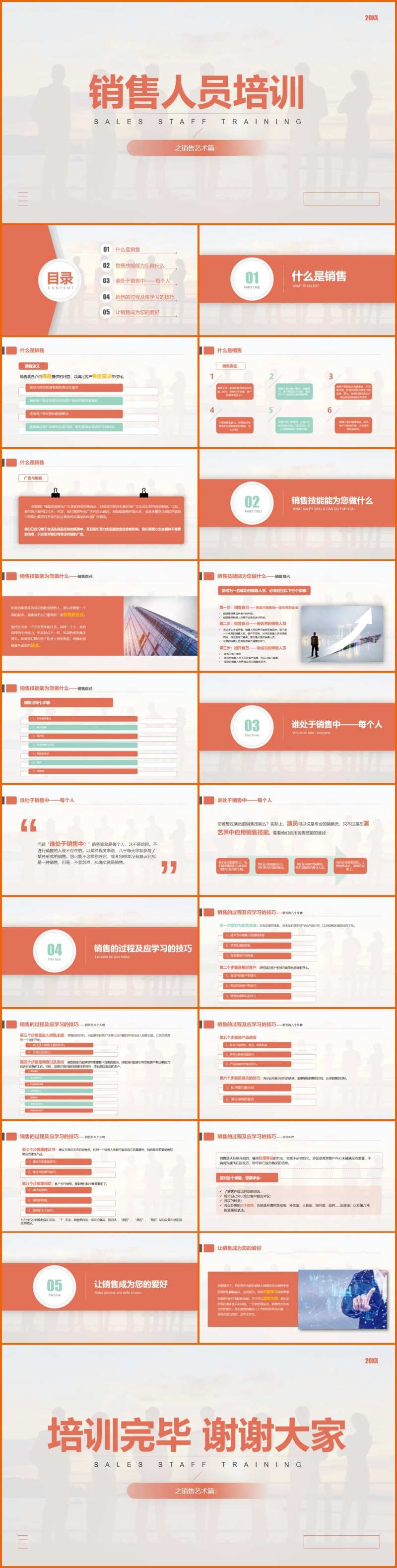 橙色商务风企业销售人员培训PPT-采灵感-cailinggan.com