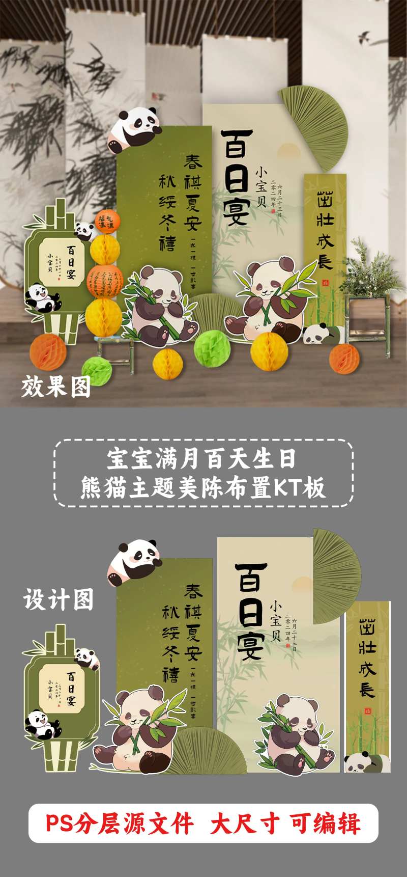 宝宝生日熊猫主题kt板 -采灵感-cailinggan.com