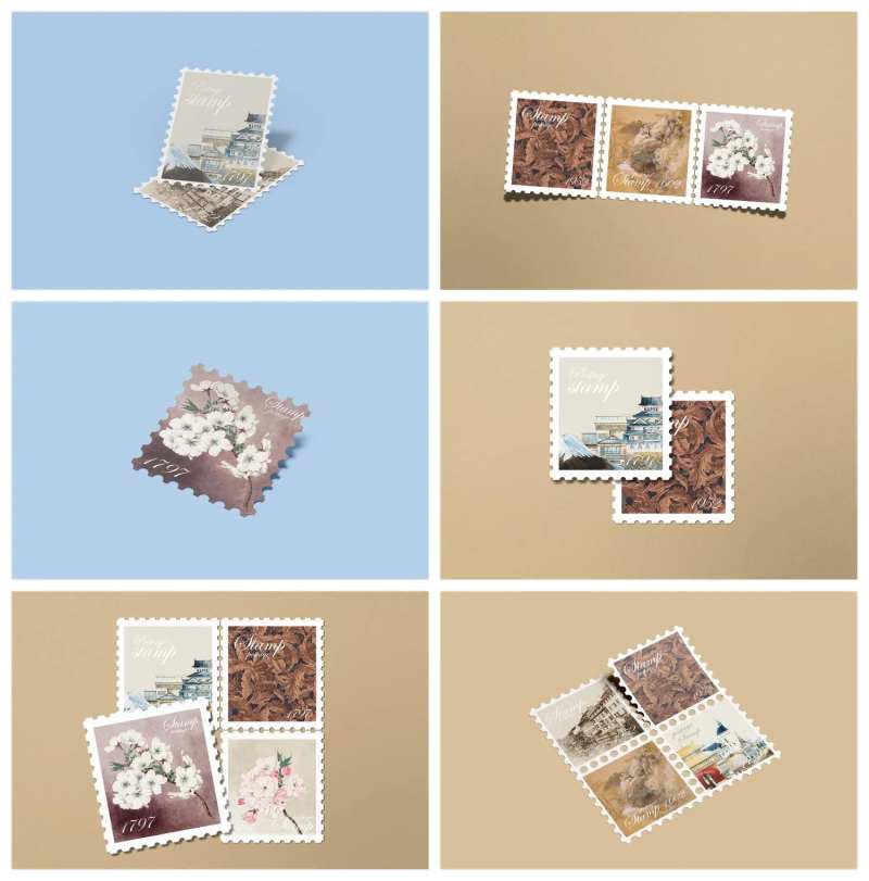 邮票信纸信封样机-采灵感-cailinggan.com
