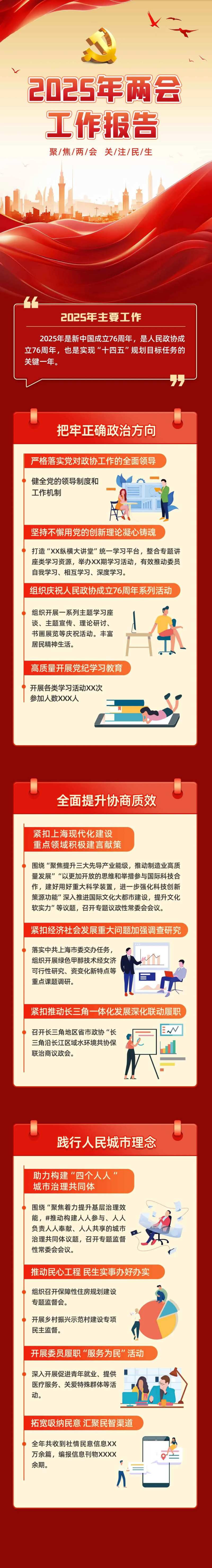 两会工作报告关爱社区文化红色大气长图-采灵感-cailinggan.com