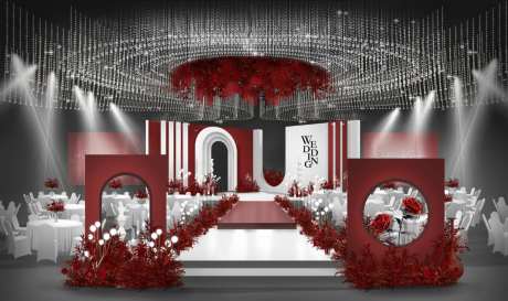 红色水晶婚庆舞台-采灵感-https://www.cailinggan.com/