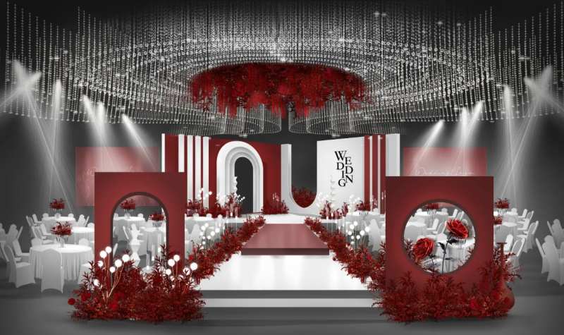 红色水晶婚庆舞台-采灵感-cailinggan.com