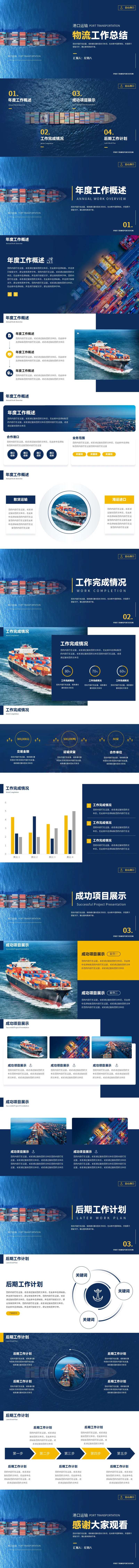 物流行业港口运输商务风工作总结PPT-采灵感-cailinggan.com