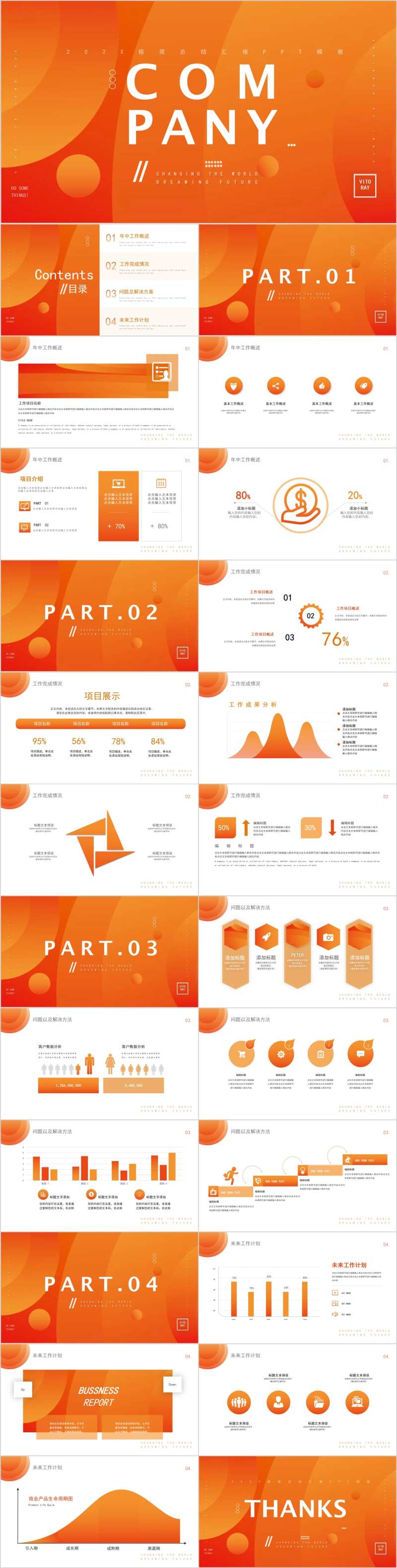 橙色渐变元气风商务汇报PPT模板-采灵感-cailinggan.com