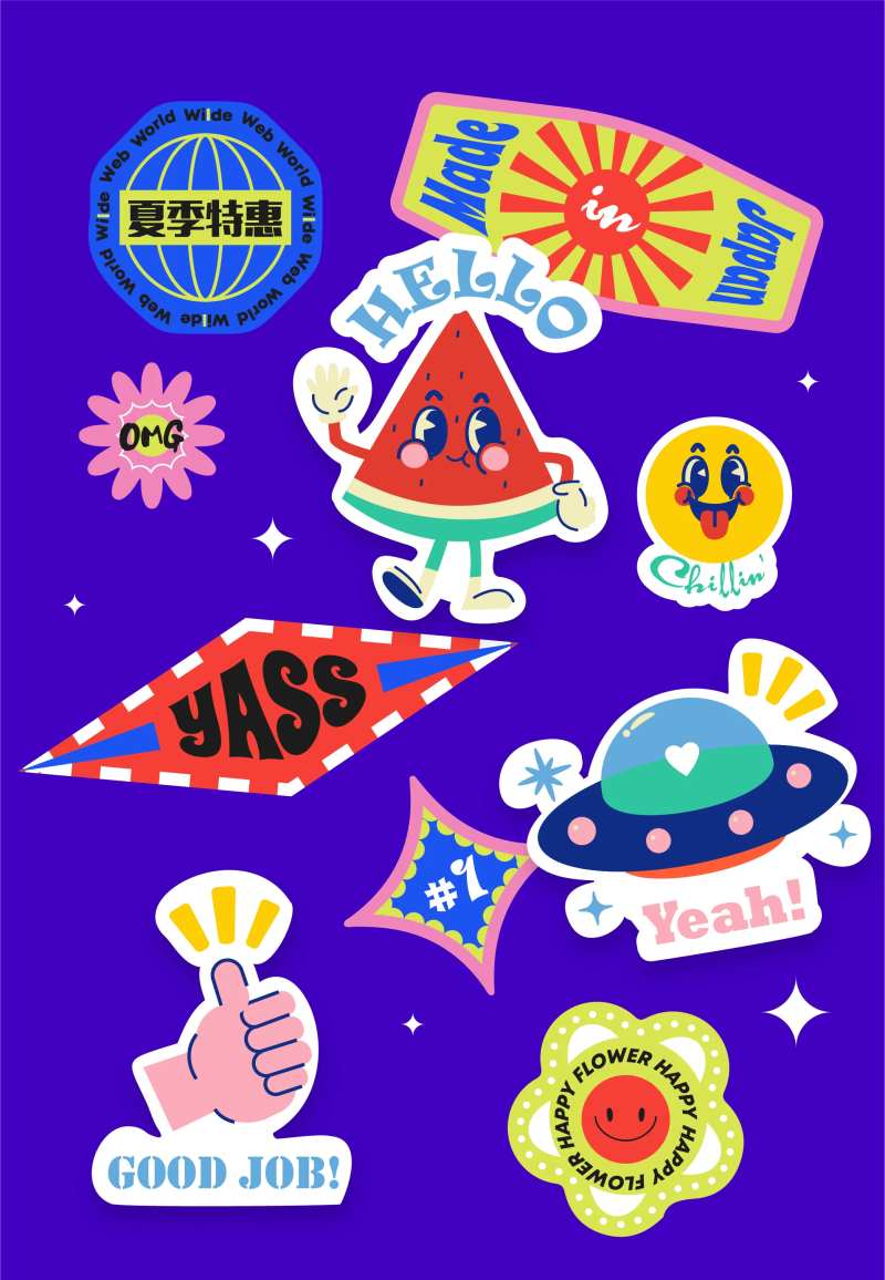 潮流文创贴纸手举牌-采灵感-cailinggan.com