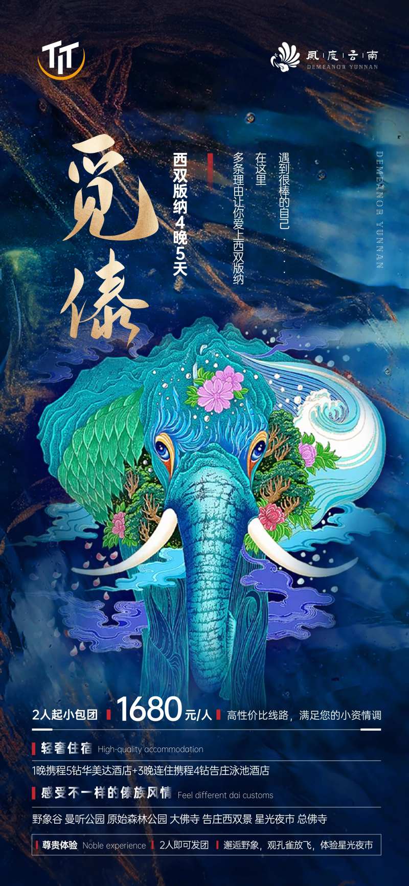 云南西双版纳大象质感海报-采灵感-cailinggan.com