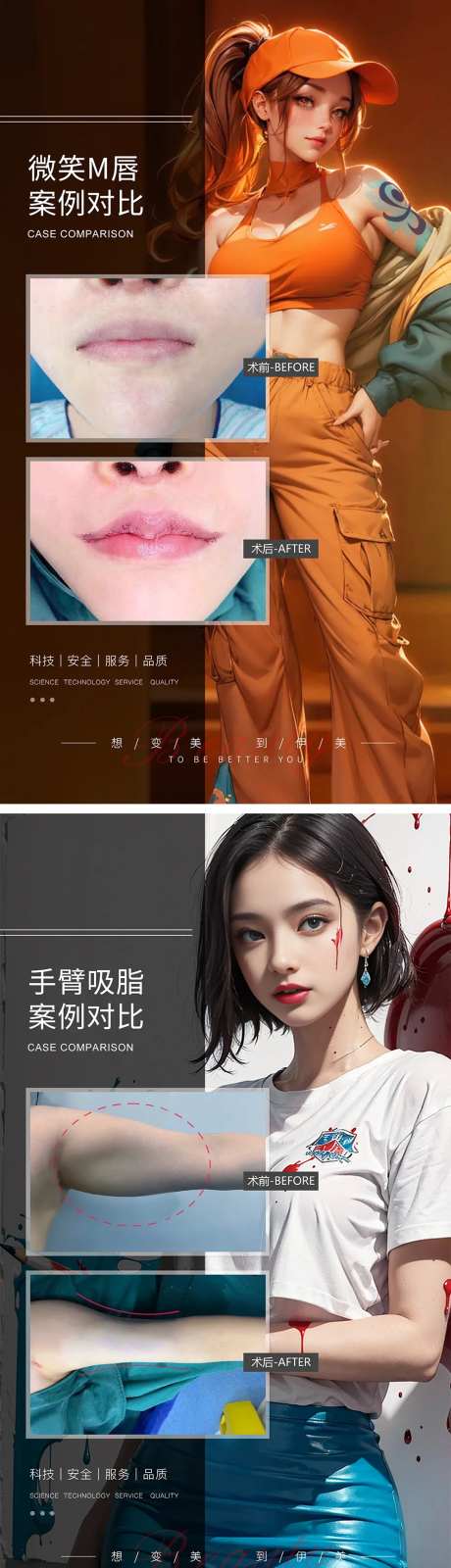 微笑M唇手臂吸脂案例对比-采灵感-https://www.cailinggan.com/