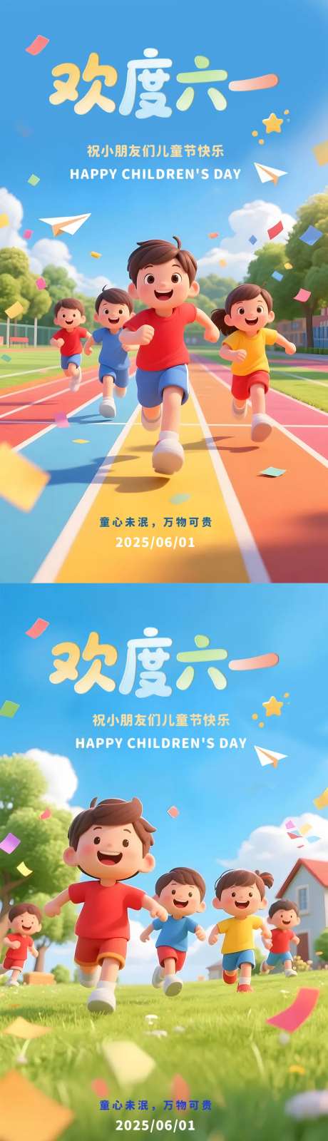 欢度六一儿童节宣传海报-采灵感-https://www.cailinggan.com/