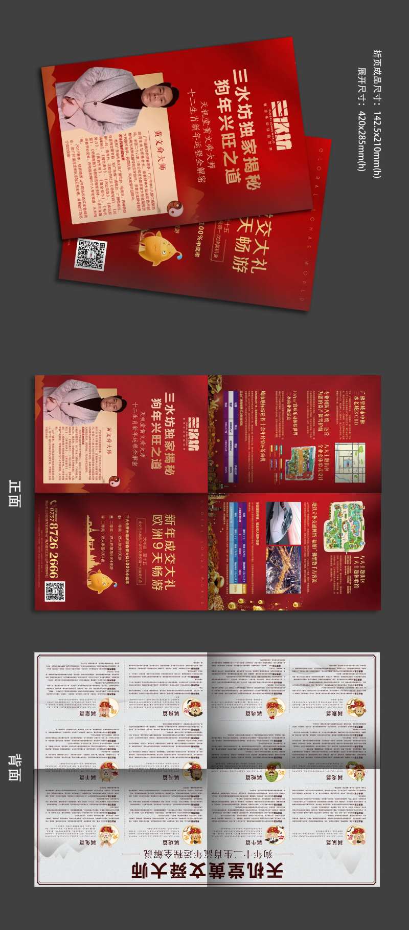 红色过年风水大师折页-采灵感-cailinggan.com