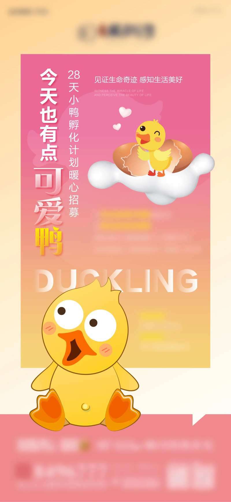 鸭子孵化招募卡通海报-采灵感-cailinggan.com