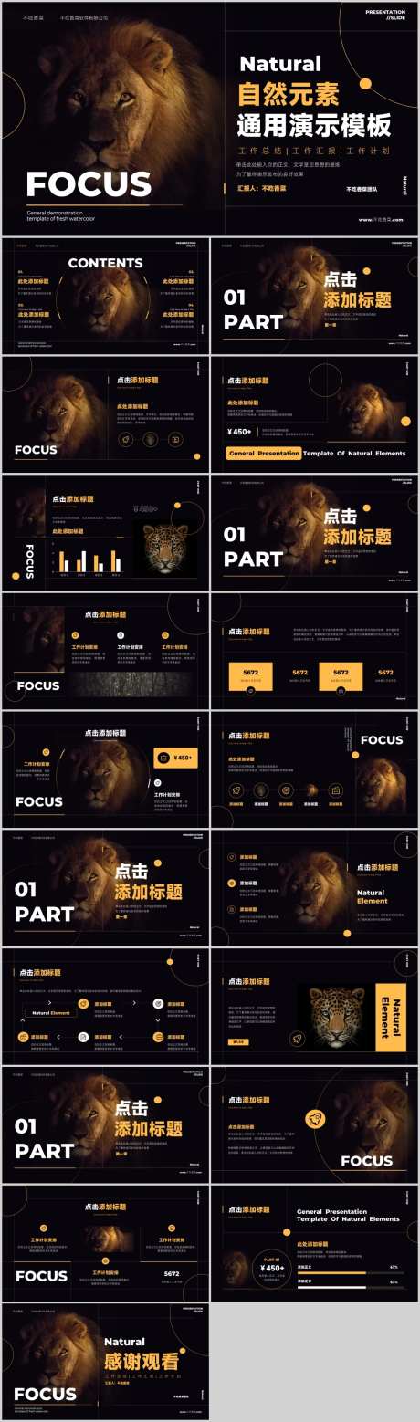 深色自然元素通用演示模板-采灵感-https://www.cailinggan.com/