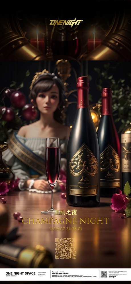 香槟黑桃A之夜酒吧海报-采灵感-https://www.cailinggan.com/