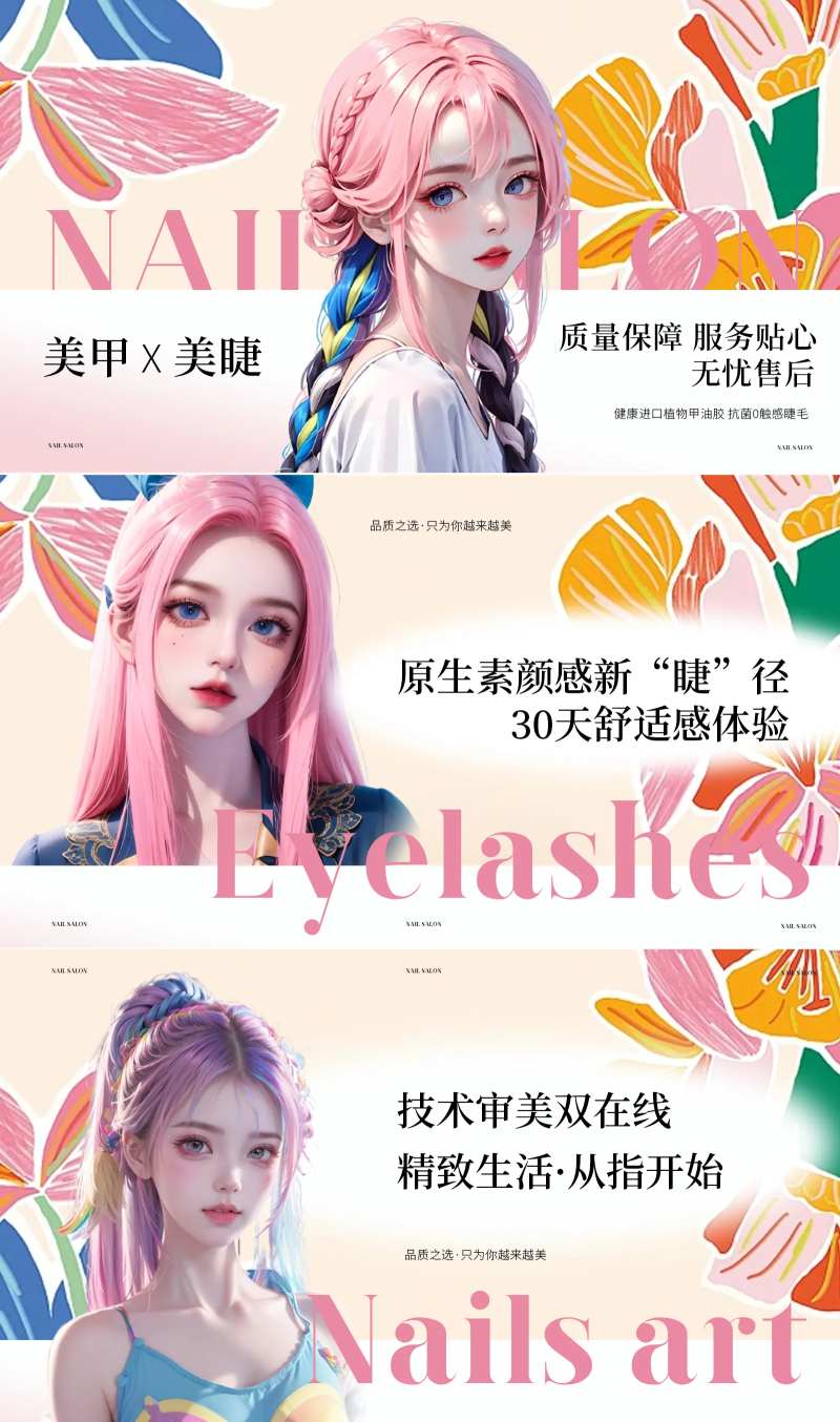 春天暖色美甲美睫banner-采灵感-cailinggan.com