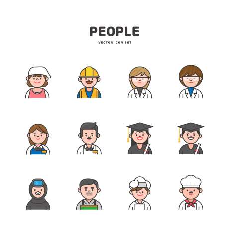 厨师医生各行各业简约图标设计-采灵感-https://www.cailinggan.com/