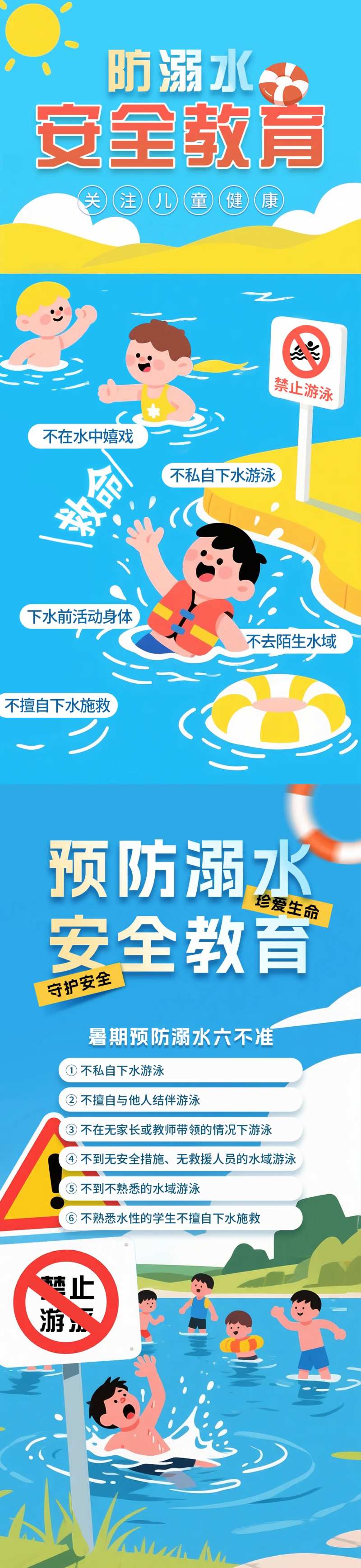 防止溺水安全教育海报-采灵感-cailinggan.com