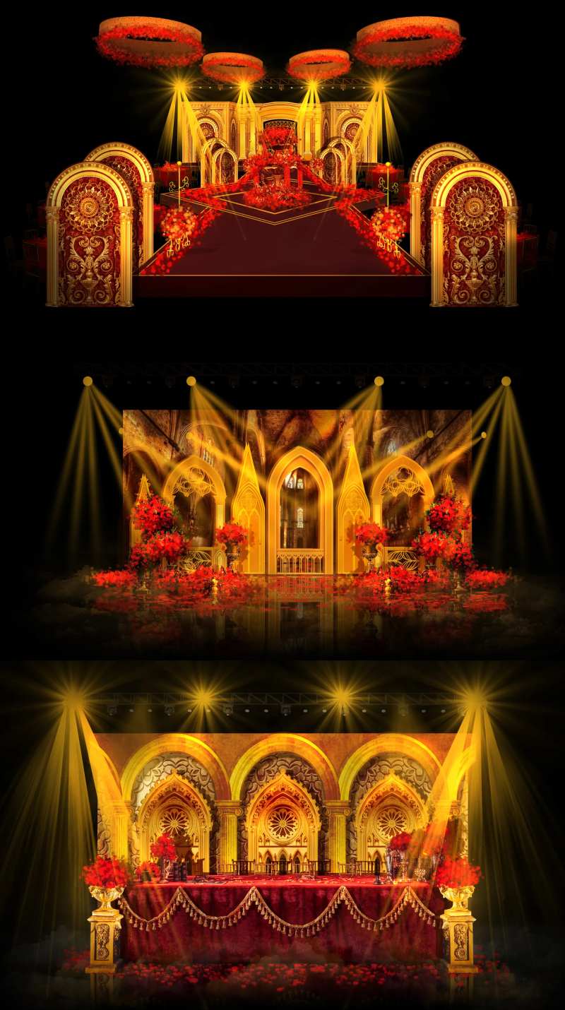 红金欧式哥特门婚礼效果图-采灵感-cailinggan.com