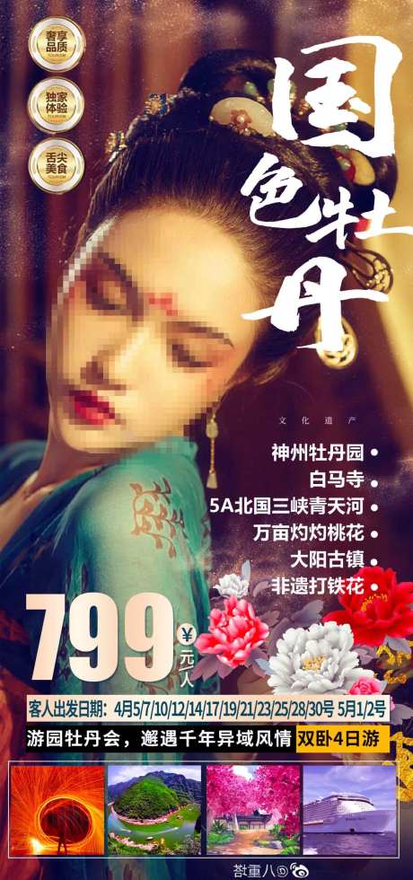 国色牡丹旅游海报-采灵感-https://www.cailinggan.com/