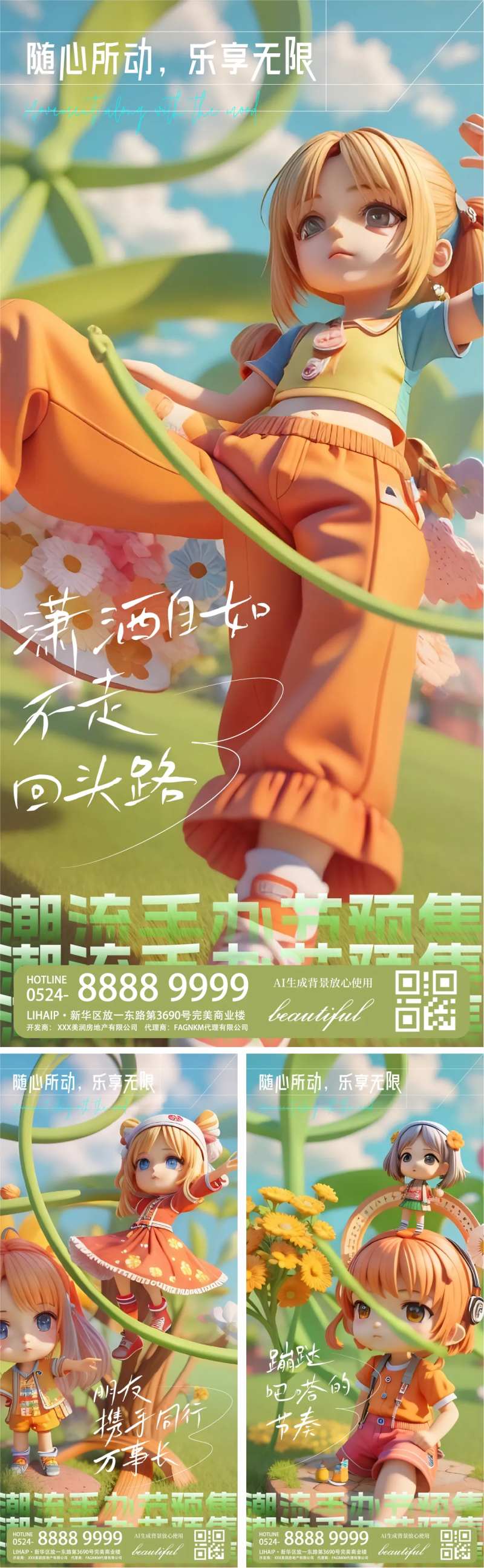 卡通运动人物盲盒动感潮流海报-采灵感-cailinggan.com