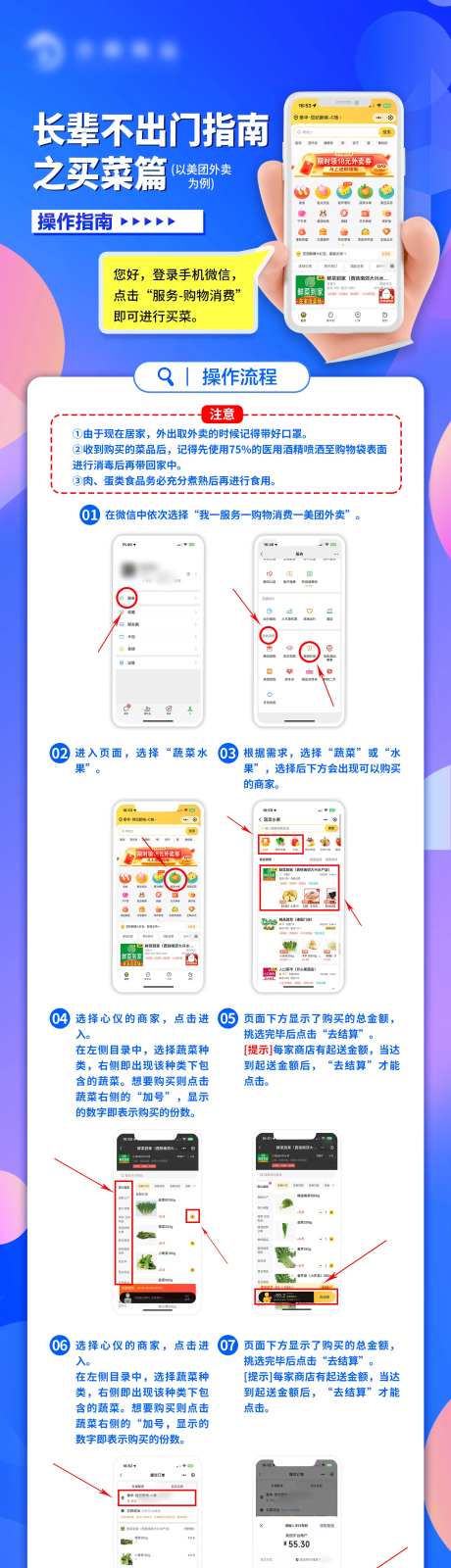 长辈不出门指南之买菜篇长图海报-采灵感-https://www.cailinggan.com/