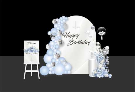 浅蓝生日美陈-采灵感-https://www.cailinggan.com/