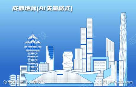 成都地标建筑  成都插画-采灵感-https://www.cailinggan.com/