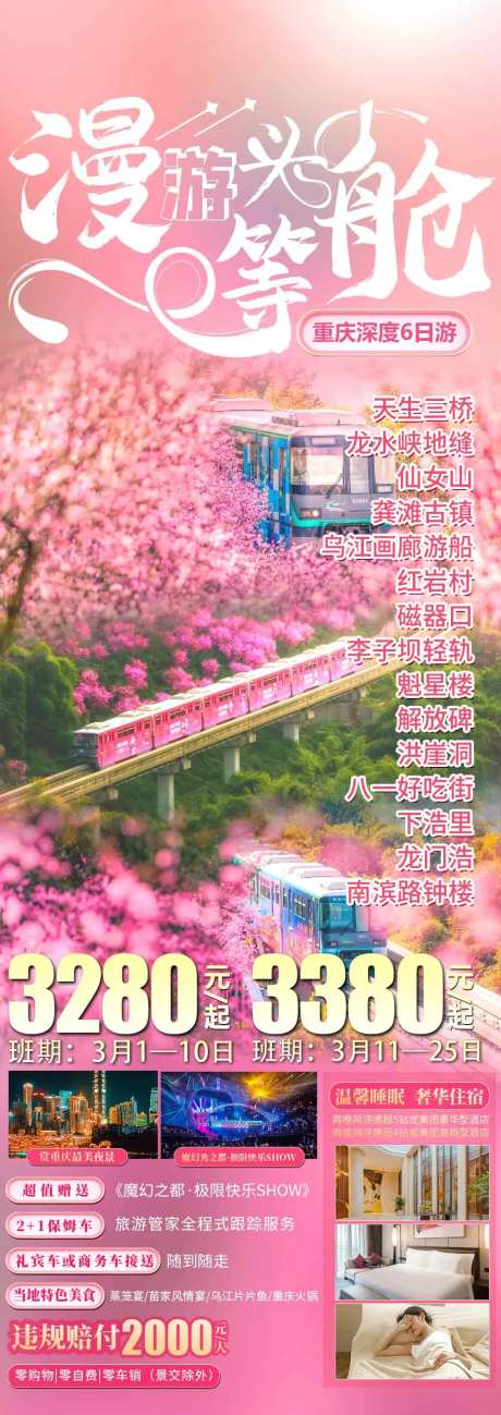 漫游头等舱重庆樱花长图海报-采灵感-https://www.cailinggan.com/
