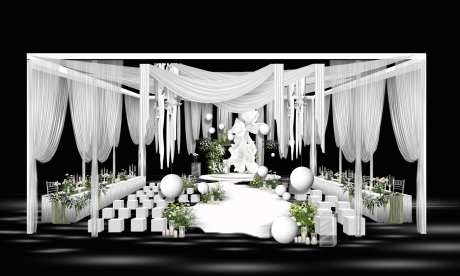 白色户外婚礼效果图-采灵感-https://www.cailinggan.com/