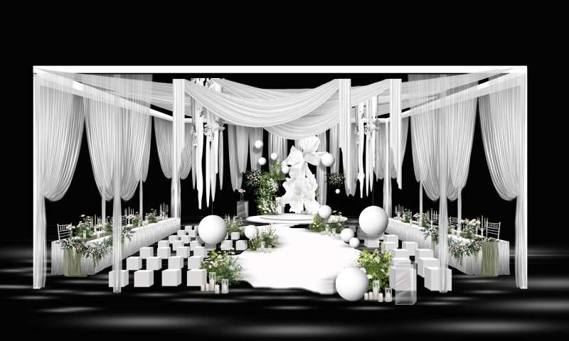 白色户外婚礼效果图-采灵感-cailinggan.com