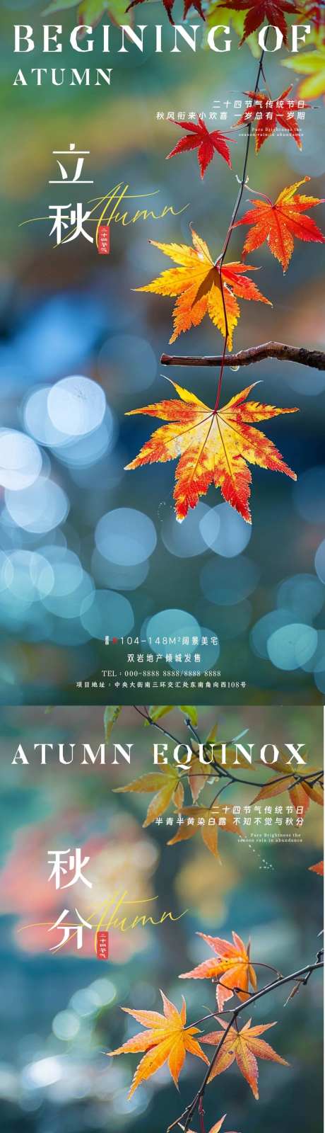 立秋秋分枫叶秋天海报-采灵感-https://www.cailinggan.com/