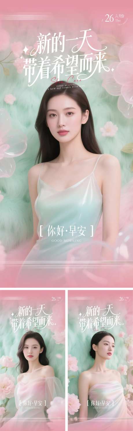弥散渐变色系医美美容护肤早安图-采灵感-https://www.cailinggan.com/