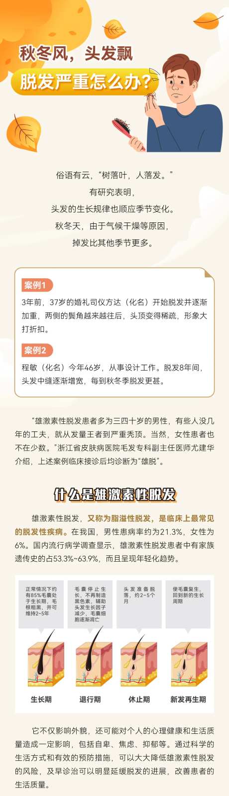 脱发科普长图插画海报-采灵感-https://www.cailinggan.com/