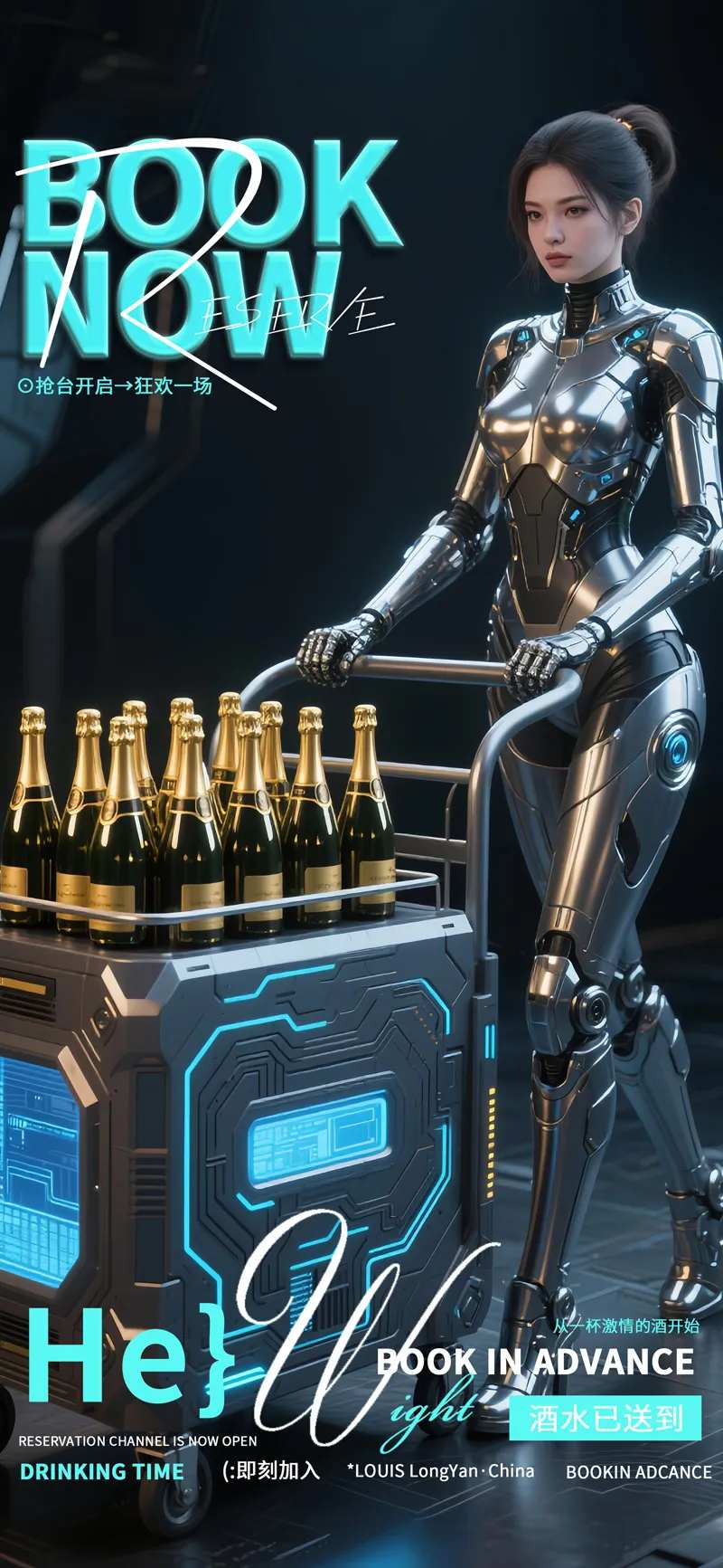 酒吧夜店推着香槟车的机甲美女日常预定-采灵感-cailinggan.com
