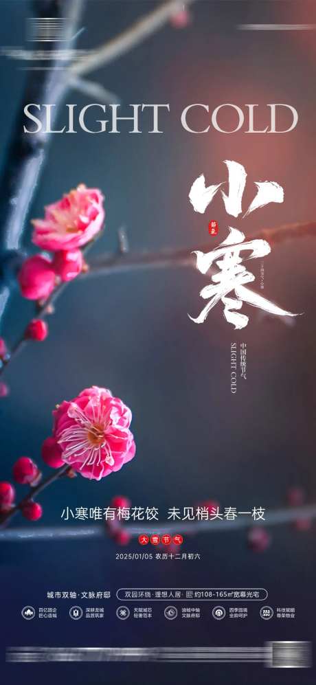 地产小寒节气下雪海报-采灵感-https://www.cailinggan.com/