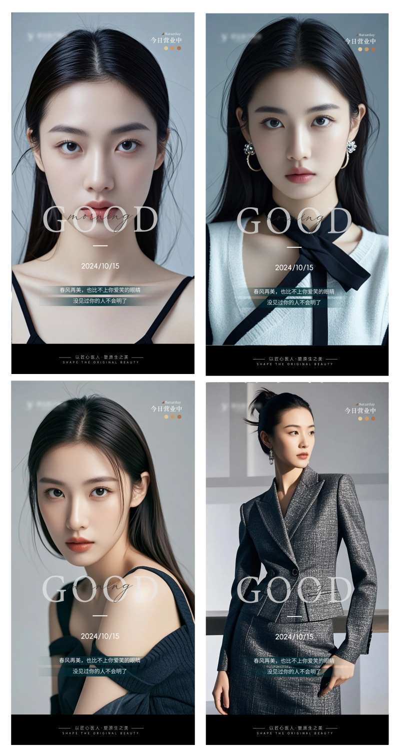 医美Ai美女早安日签系列海报-采灵感-cailinggan.com