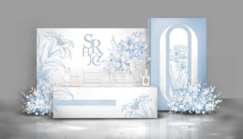 婚礼合影区签到背景板-采灵感-cailinggan.com