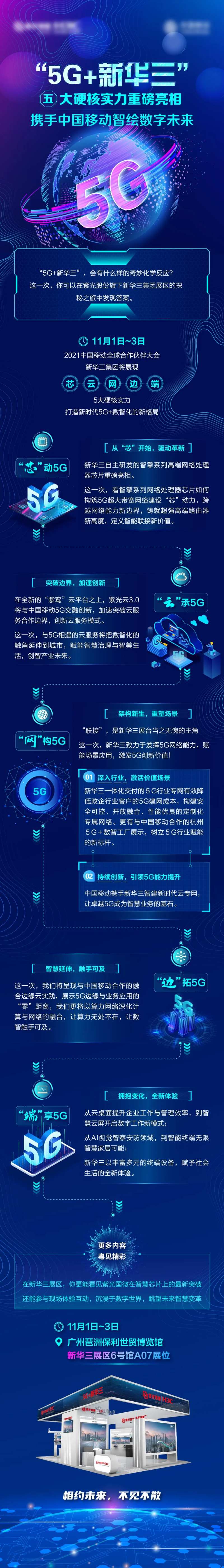 中国移动合作伙伴大会蓝色深底科技长图-采灵感-cailinggan.com