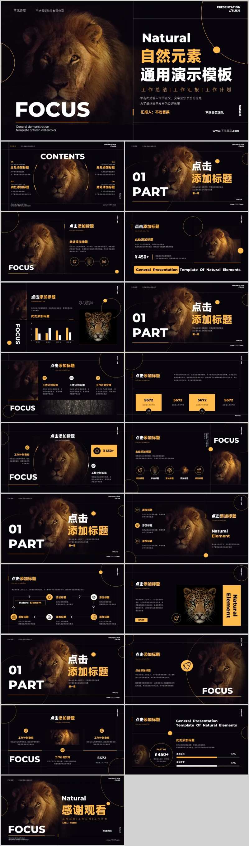 深色自然元素通用演示模板-采灵感-cailinggan.com