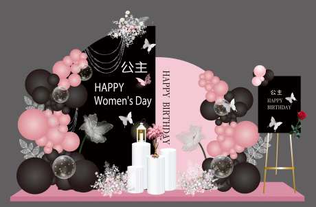 黑粉色女神节打卡美陈-采灵感-https://www.cailinggan.com/