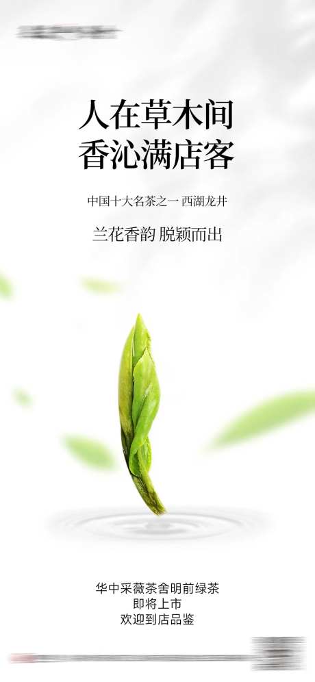 绿茶西湖龙井预热海报-采灵感-https://www.cailinggan.com/