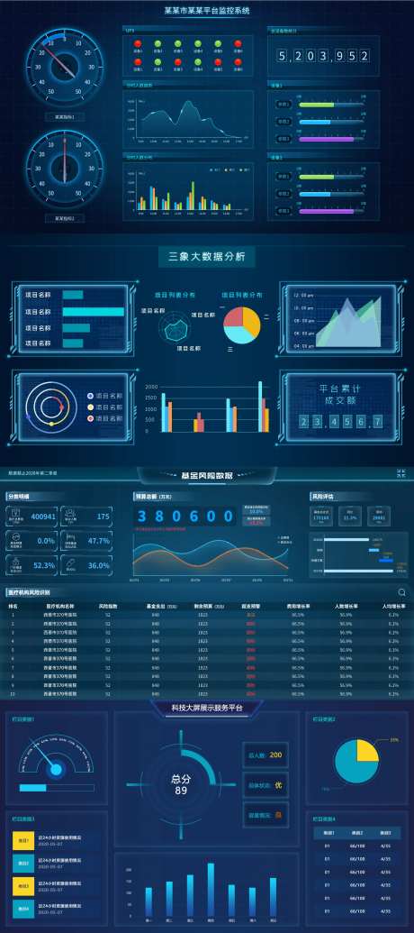 基金风险数据软件UI界面科技大屏展示-采灵感-https://www.cailinggan.com/