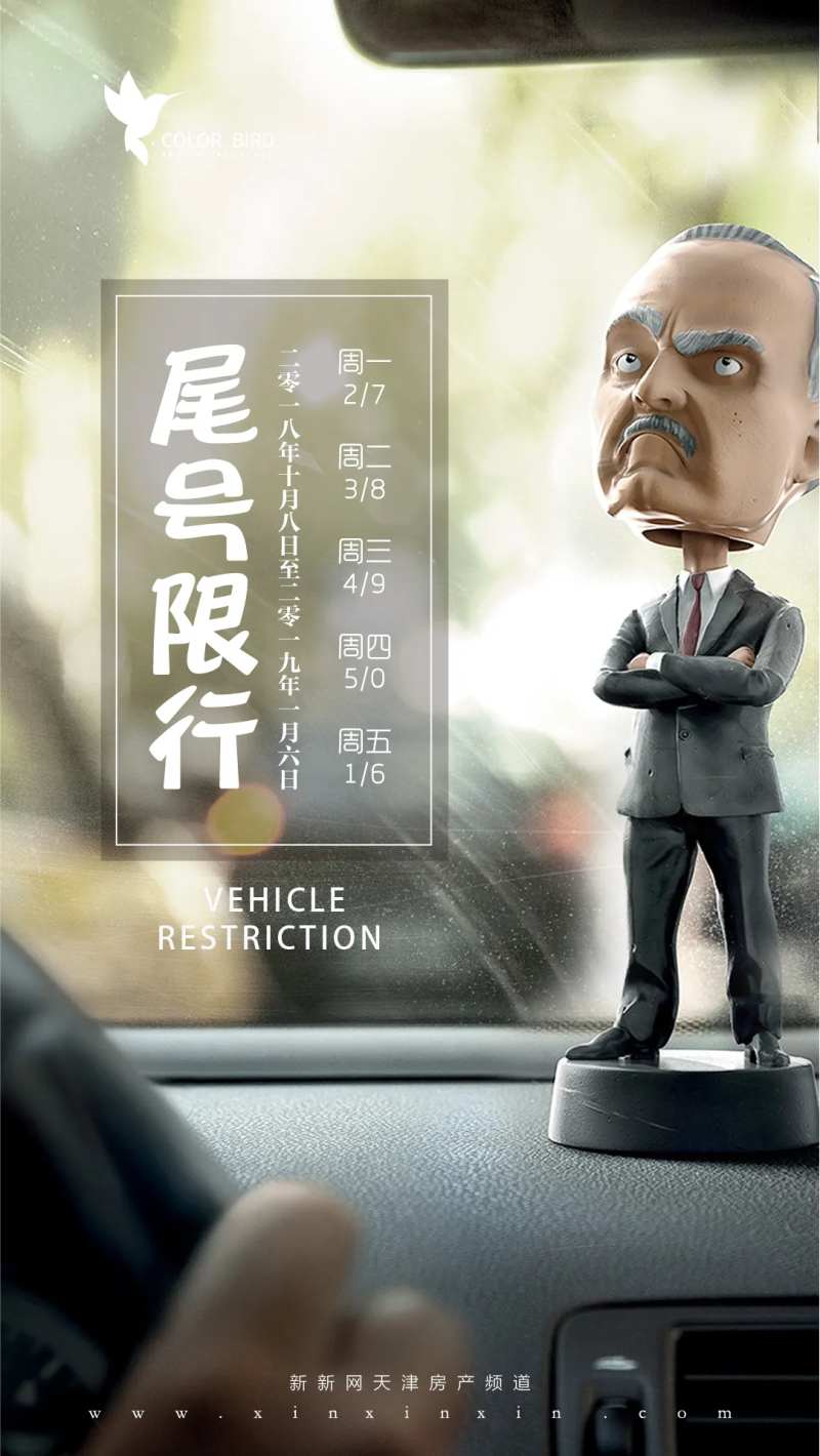 地产机动车尾号限行限号创意微信海报-采灵感-cailinggan.com