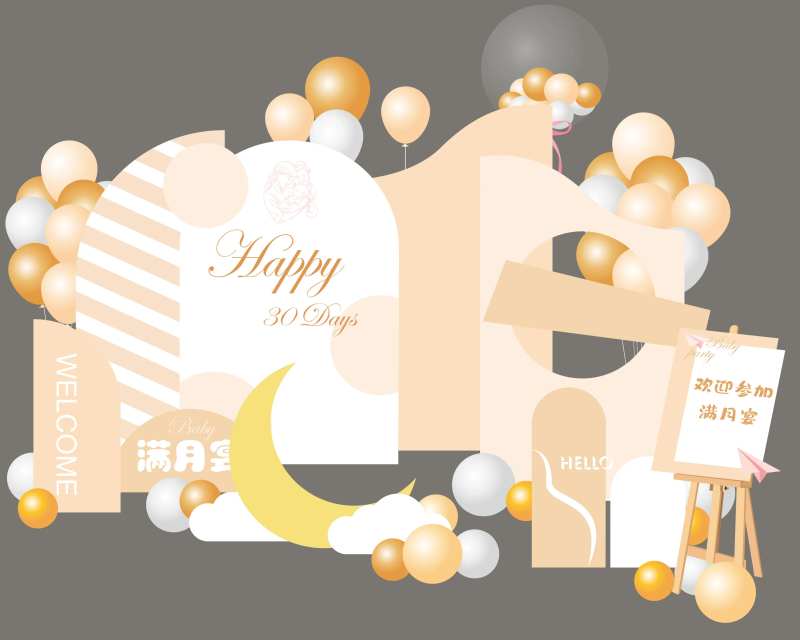 宝宝满月party美陈-采灵感-cailinggan.com