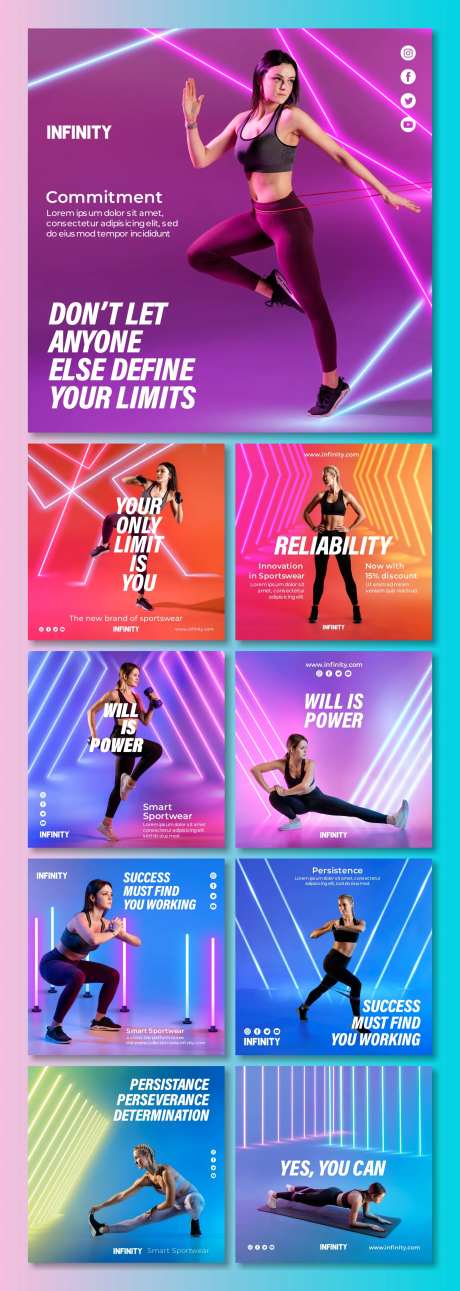 健身操课朋友圈九宫格宣传海报-采灵感-https://www.cailinggan.com/