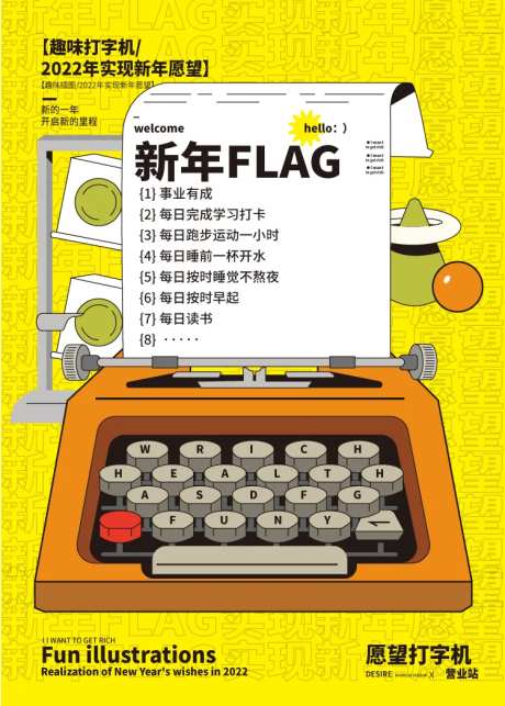 打字机愿望清单创意海报-采灵感-https://www.cailinggan.com/